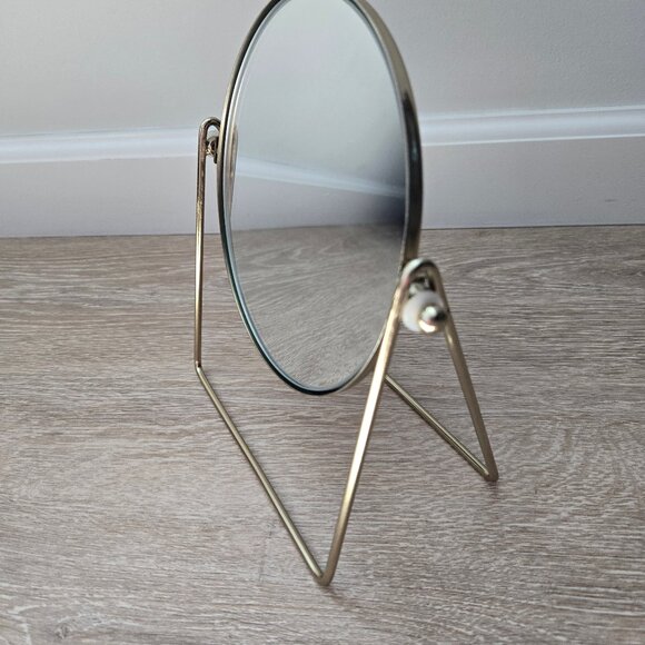 Metal Table Mirror – Gold-colored Metal Frame - Adjustable and Stylish - - Picture 4 of 7